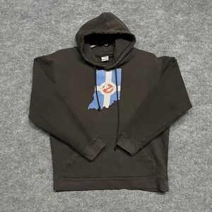 Indiana Ghostbusters Graphic Hoodie Mens Large Faded Black Delta Fleece Skate